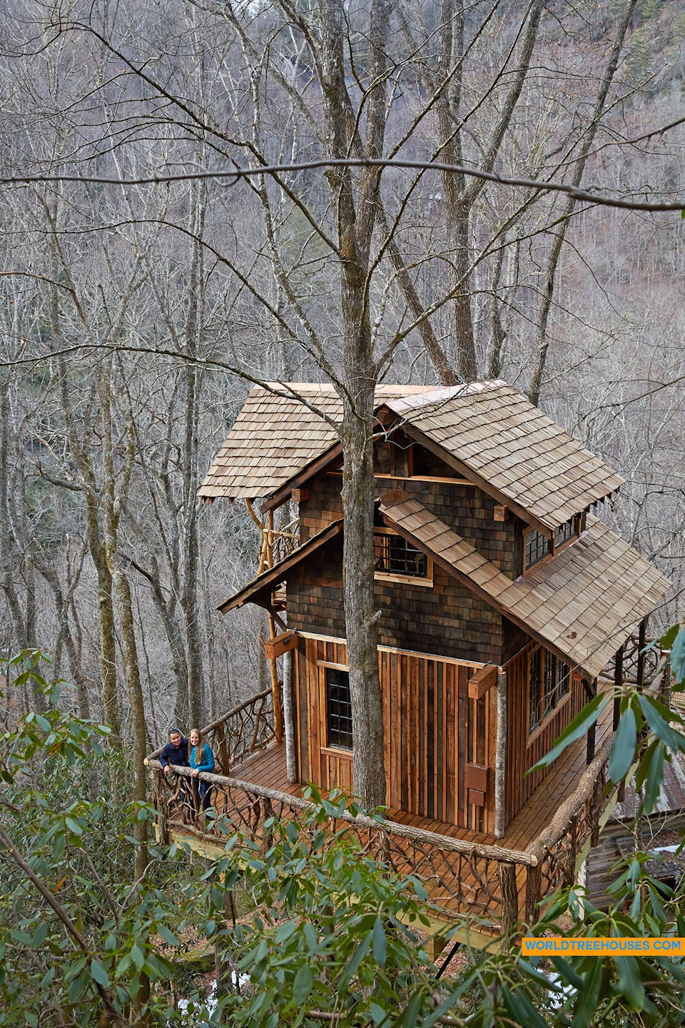 Western NC tree house builder : Celebrating on a deck in the sky!